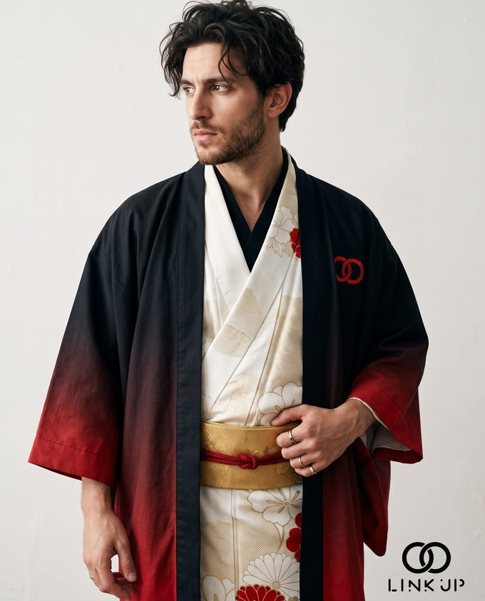 Haori Linkup porté par-dessus un kimono
