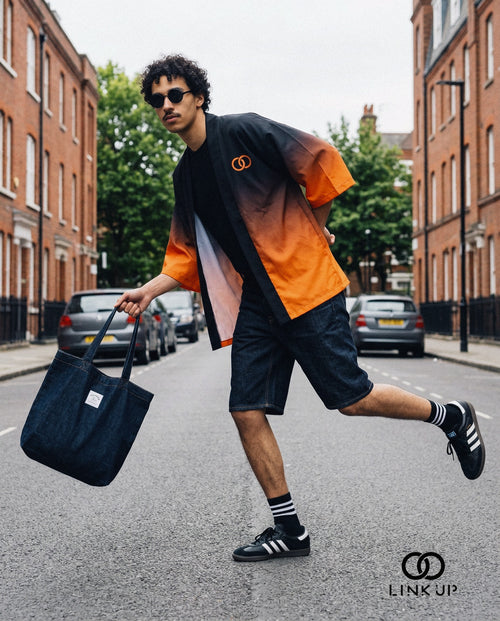 Haori Inversion Orange en coton sergé biologique — vue 2 sur 9