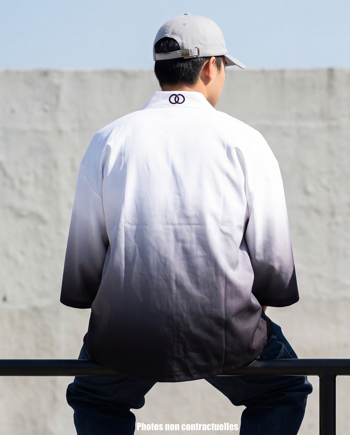Haori Inversion Blanc — veste kimono en coton bio