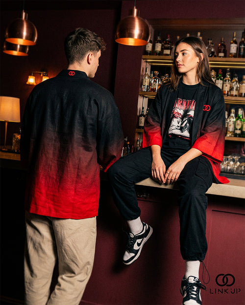 Haori Inversion Rouge en coton sergé biologique — vue 2 sur 8