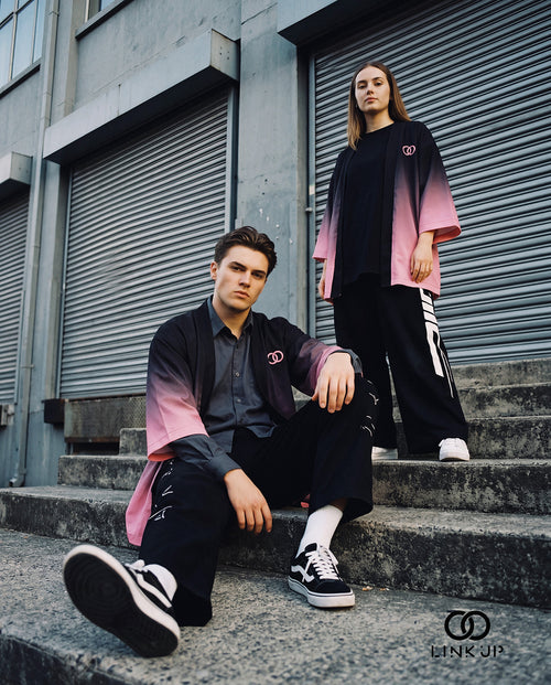 Haori Inversion Rose en coton sergé biologique — vue 2 sur 6