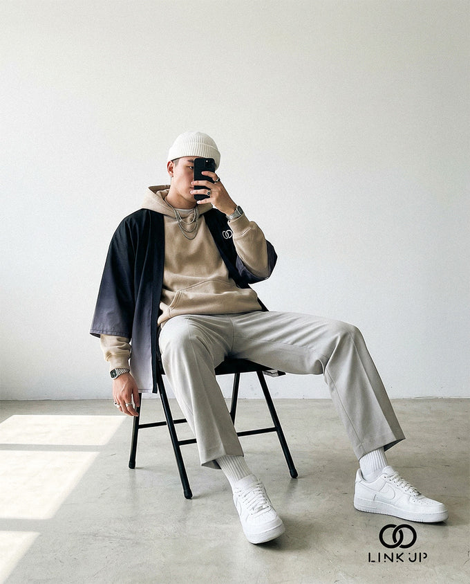 Haori Inversion Noir et Blanc en coton sergé biologique — vue 3 sur 9