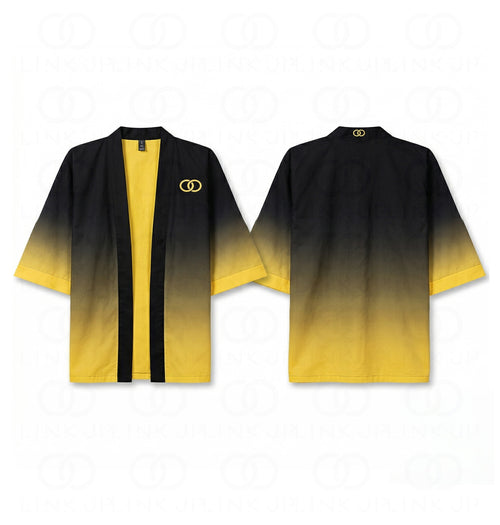 Haori Inversion Jaune, veste kimono en coton sergé biologique fabriqué en France