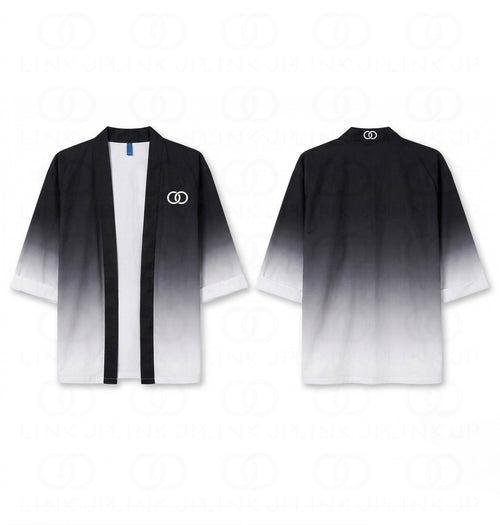 Haori Inversion Noir et Blanc, veste kimono en coton sergé biologique fabriqué en France