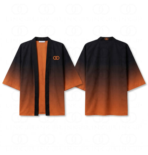 Haori Inversion Orange, veste kimono en coton sergé biologique fabriqué en France