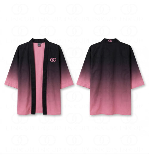 Haori Inversion Rose, veste kimono en coton sergé biologique fabriqué en France