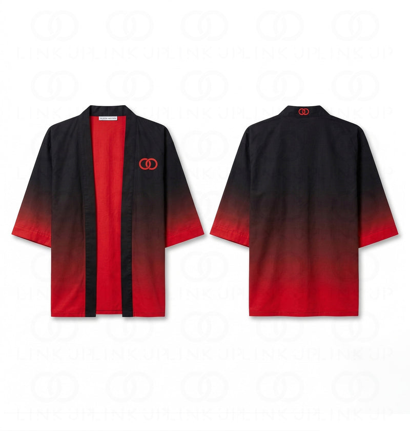 Haori Inversion Rouge — veste kimono en coton bio