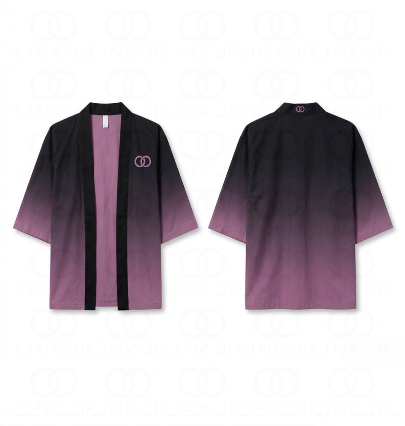 Haori Inversion Violet — veste kimono en coton bio